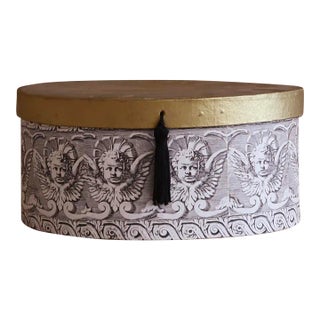 Oval Gold Lidded Box With Tassel For Sale