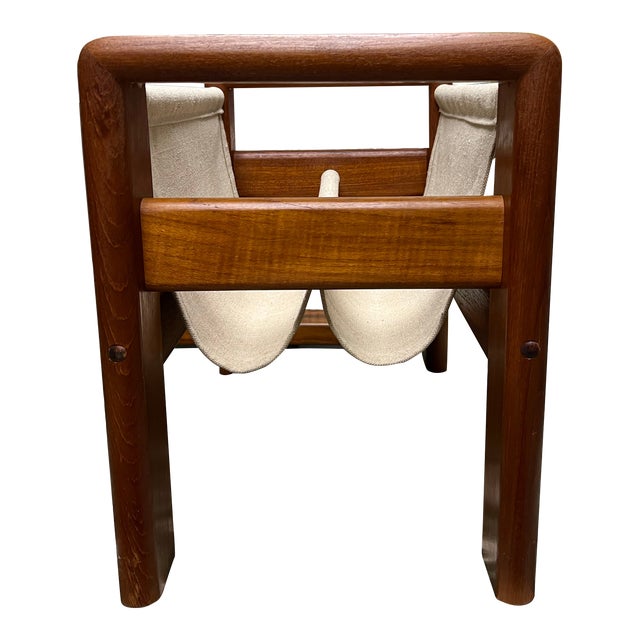 1960’s Danish Modern Teak and Linen Magazine Rack For Sale