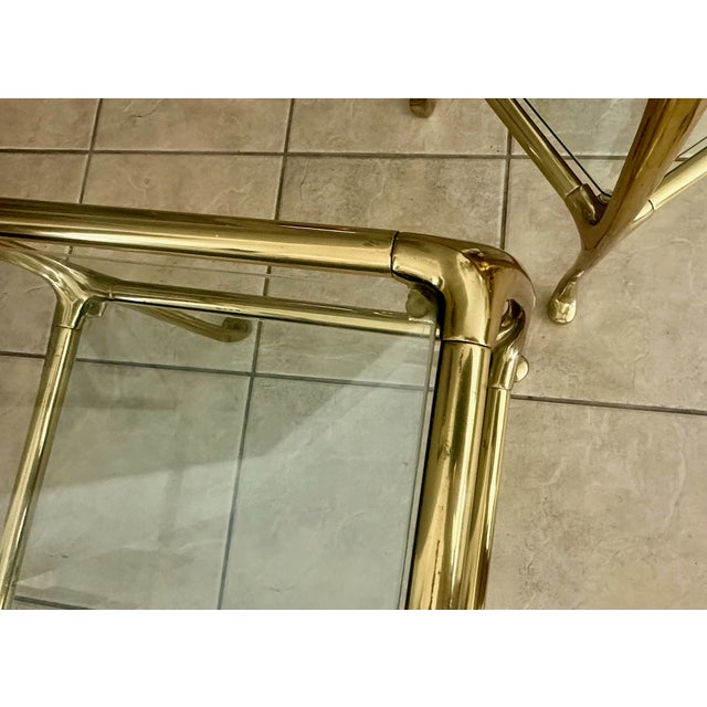 Italian Rectangular 2-Tier Brass End or Side Table For Sale - Image 12 of 15