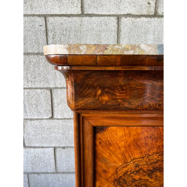 Louis Philippe French Figured Walnut Secrétaire À Abattant With Marble Top For Sale - Image 9 of 15