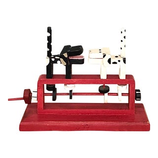 30s 40's Antique Barking Dogs Handmade Automaton Automata Kinectic Hand Gear With Wagging Tails Toy Sculpture Rare Americana Folk Art For Sale