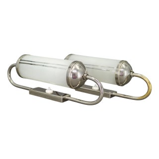Art Deco Nickel and Glass Wall Lights, 1930s, Set of 2 For Sale