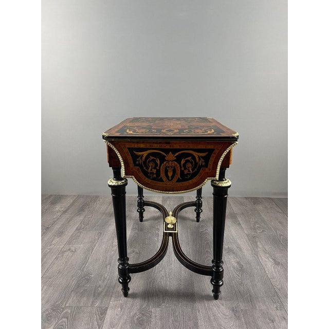19th Century Napoleon III Writing Table in Marquetry and Gilt Bronze For Sale - Image 6 of 12