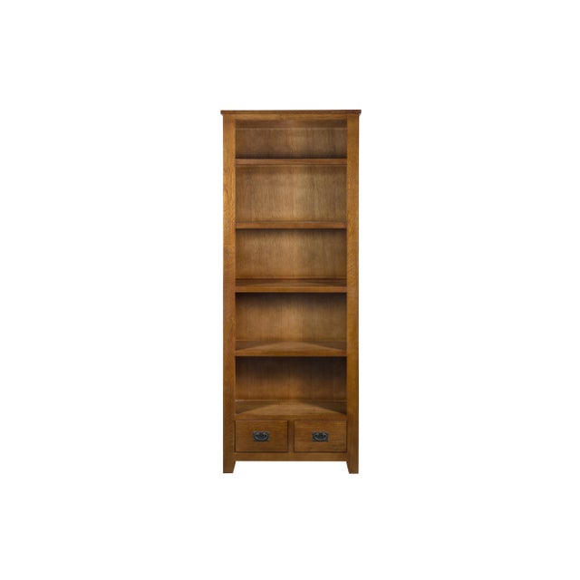 American Crafters and Weavers Mission Open Shelf Bookcase Michael's Cherry For Sale - Image 3 of 5
