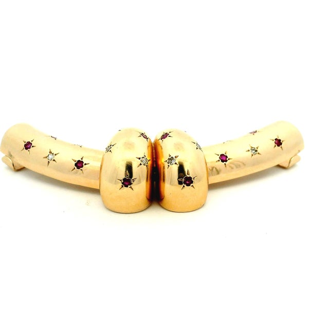 1940s Retro 14k Gold Ruby & Diamond Convertible Snake Necklace For Sale - Image 10 of 16