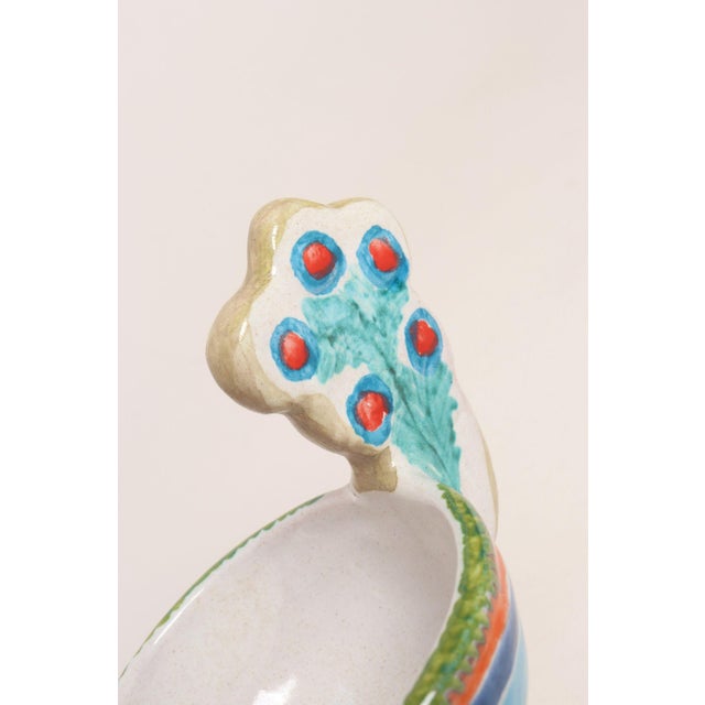 Pair of Hand Painted Vintage Italian Ceramic Rooster Compotes/Vases by De Simone For Sale - Image 15 of 18