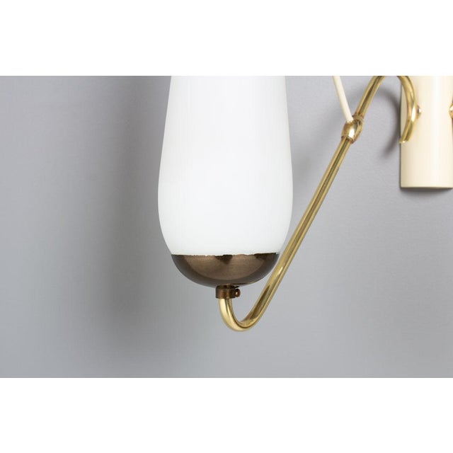 Metal Vintage Wall Lights in Metal and Opaline, 1950, Set of 2 For Sale - Image 7 of 11