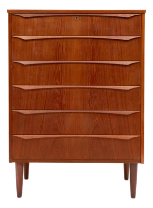 Vintage Danish Mid-Century Teak Six Drawer Tallboy Dresser 1960s