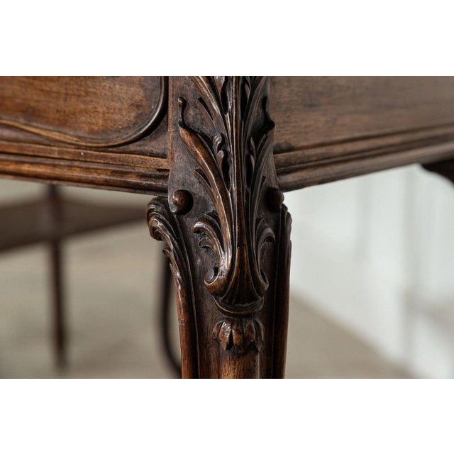 French Walnut and Marble Serving Tables, 1880s, Set of 2 For Sale - Image 17 of 18