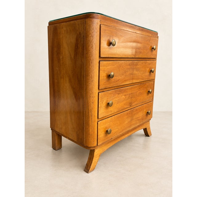 Brown Vintage Art Deco Walnut Chest of Drawers, 1950s For Sale - Image 8 of 11