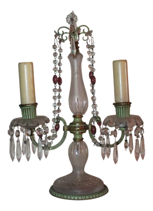 19th Century Antique F&c Osler Style Cut & Frosted Crystal Table Lamp