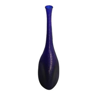 Bottle-Shaped Glass Vase in Cobalt, 1950 For Sale