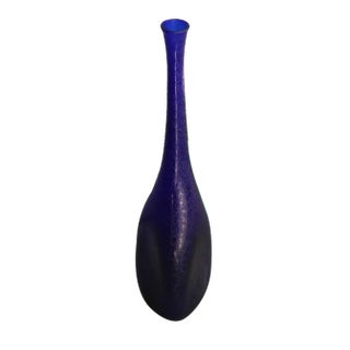 Bottle-Shaped Glass Vase in Cobalt, 1950 For Sale