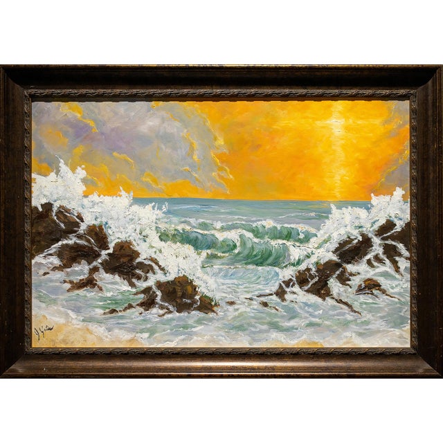 "Ocean Waves" Original Oil Painting, Framed For Sale