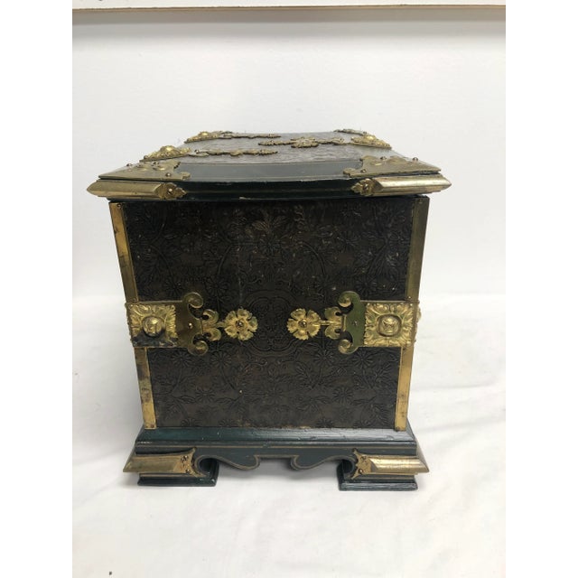 Brown Circa 1900 Painted Dresser Box with Gold Accents For Sale - Image 8 of 10