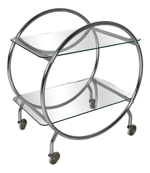 Italian Modern Cart in Steel and Glass with Casters, 1970s