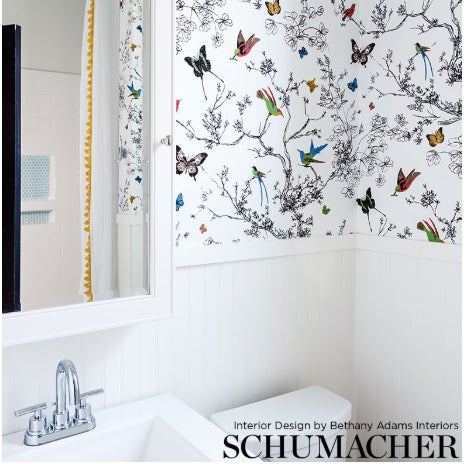 Schumacher Birds Butterflies Luxe Wallpaper In Multicolor On