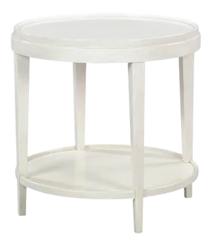 Classic Distressed White Round End Table