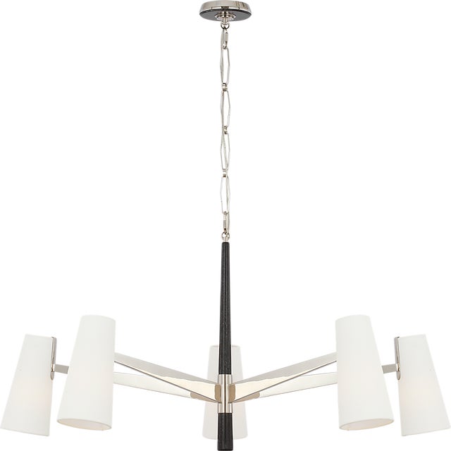 Modern AERIN for Visual Comfort Signature Olina 10" Sconce in Polished Nickel and Ebony with Linen Shade For Sale - Image 3 of 8