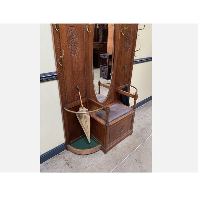 Wood Vintage Wardrobe with Storage Bench, 1930 For Sale - Image 7 of 11