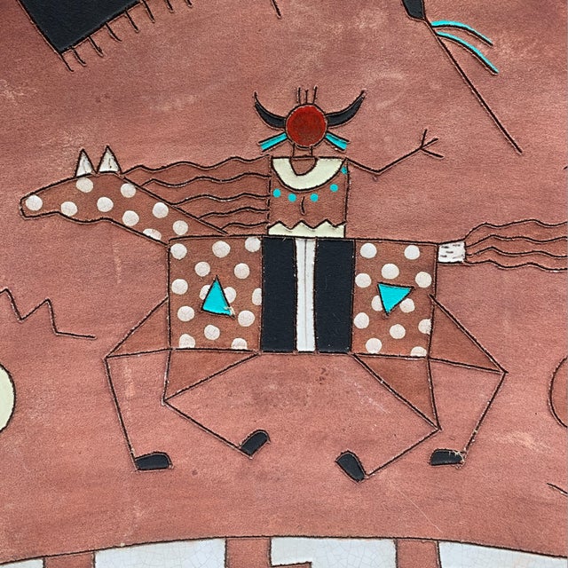 Hand-Painted Southwestern Ceramic Bowl by Red Clay Horse Co., 1989 For Sale - Image 4 of 4