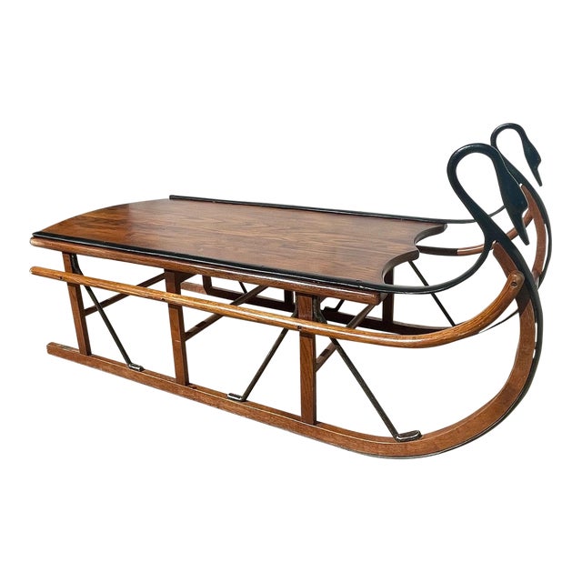 Vintage Tell City Oak and Iron Sled Coffee Table Chairish