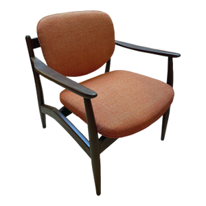 Mid 20th Century Mid-Century Modern Finn Juhl-Style Lounge Chair With New Upholstery