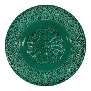 19th Century English Minton Majolica Émail Ombrant Lattice Green Plate For Sale