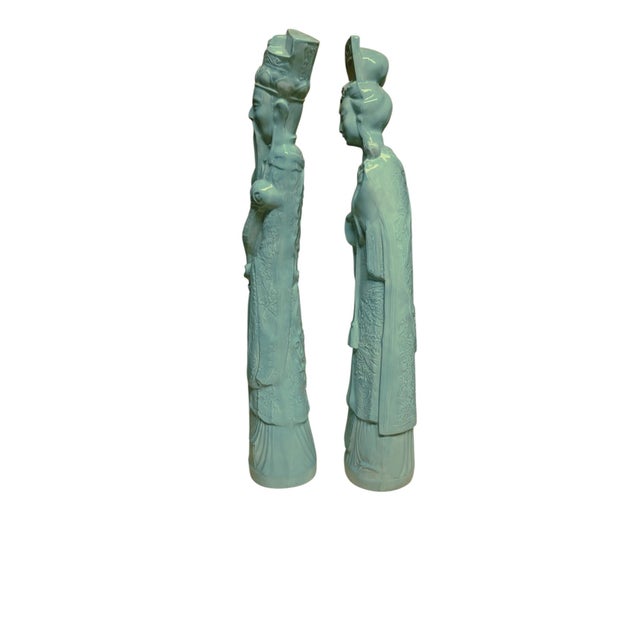 Add a touch of Mid-Century Hollywood Regency flair to your home with this stunning pair of Asian "Immortal" figurines. The...