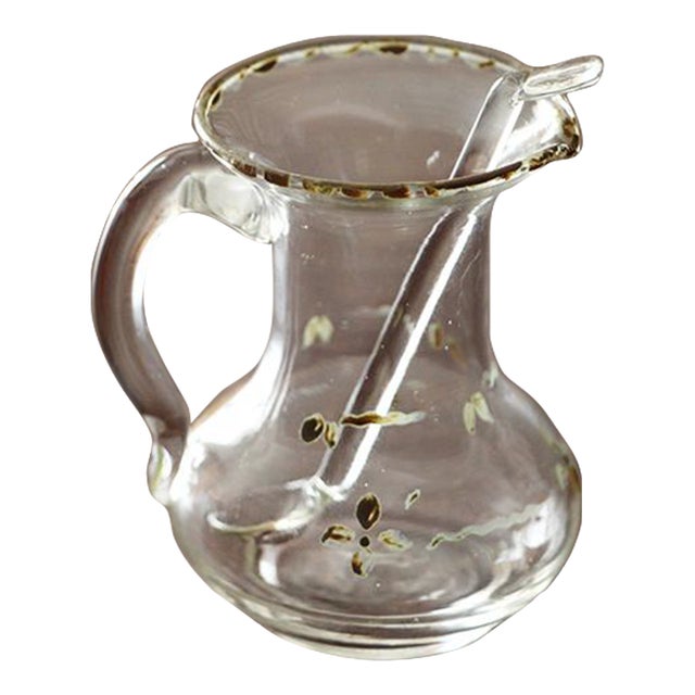 18th Century Portuguese Baroque Altar Hand Blown Glass Cruet With Spoon, Religious For Sale