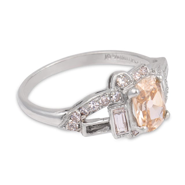 1920s 1920s Art Deco Gia 0.80 Carat Old Mine Cut Diamond Platinum Engagement Ring, Size 6 For Sale - Image 5 of 8