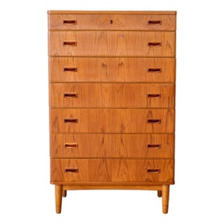 Omann Jun. Møbelfabrik Danish Teak 7 Drawer Highboy / Tall Dresser Designed by Gunni Omann For Sale