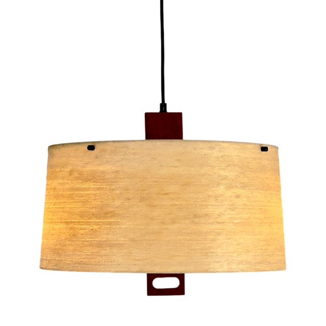 Vintage Pendant Lamp in Teak and Fiberglass by Erco, 1960s For Sale