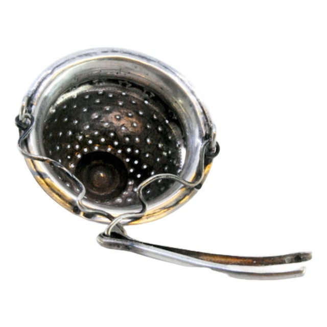 Silver Tea Strainer with Hanging Handle For Sale