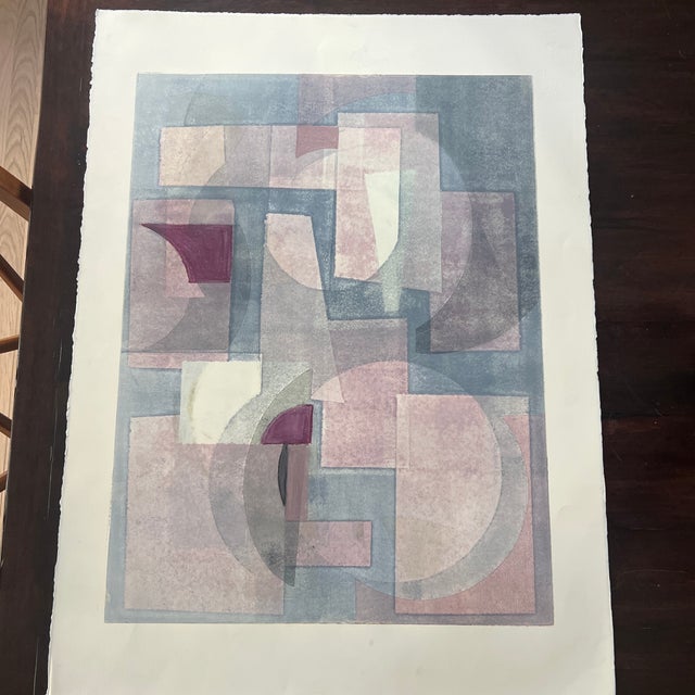 Original Signed 2025 Mixed Media Pastel and Geometric Monotype Artwork, Unframed 18 X 24 Original 1/1