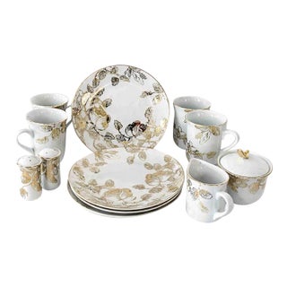 13-Pc Avon Expressions Gold Elegance Bone China Tableware Gold Trimmed Y2k For Sale