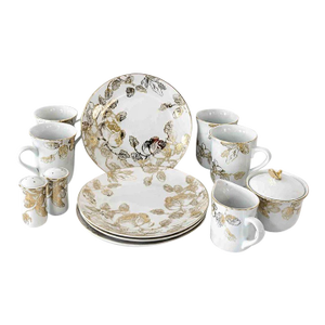 13-Pc Avon Expressions Gold Elegance Bone China Tableware Gold Trimmed Y2k