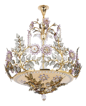 Large Gilt and Faceted Crystal Glass Chandelier from Palwa, 1970s