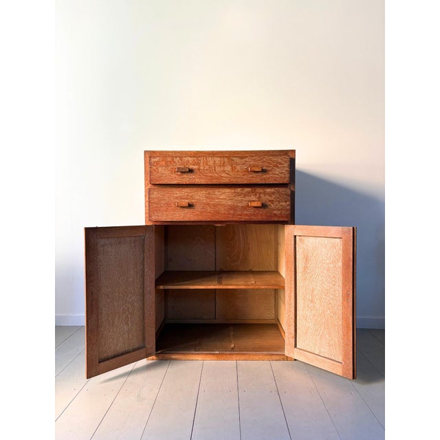 Contemporary Tallboy Cabinet with Drawers in Limed Oak from Heals of London, Britain, 1930s For Sale - Image 3 of 12