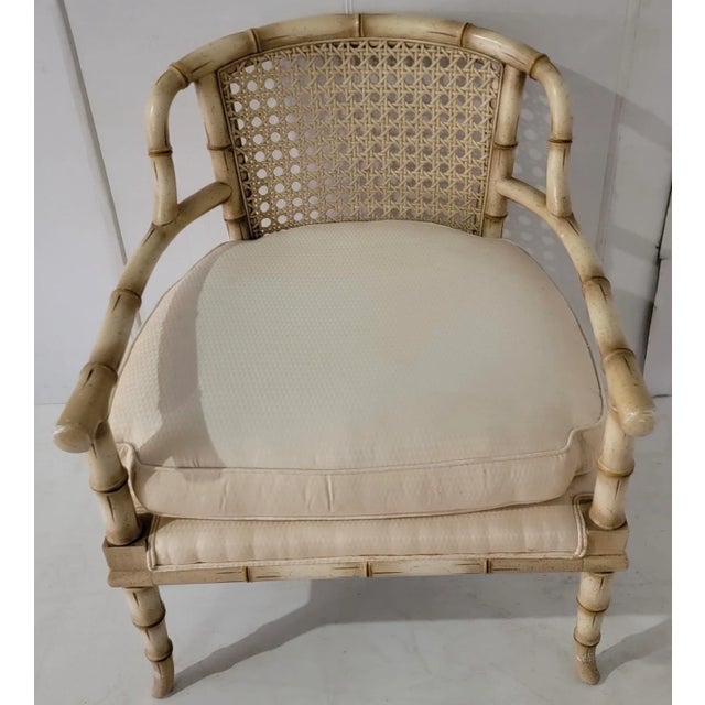 Mid 20th Century Mid-Century Regency Style Faux Bamboo & Cane Bergere Chairs - Pair For Sale - Image 5 of 10