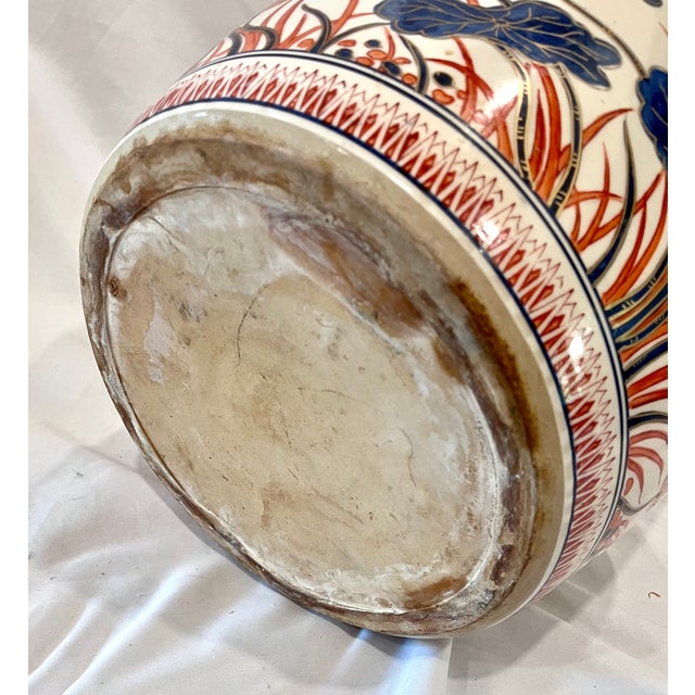 Antique 13" Japanese Imari Porcelain Lotus Motif Jardiniere Planter For Sale - Image 14 of 14
