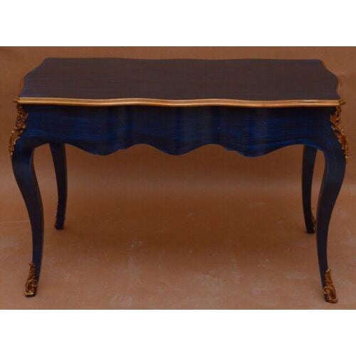 2010s Blue With Gold Louis XV Antique Style Desk with Chair - 2 Pieces For Sale - Image 5 of 9