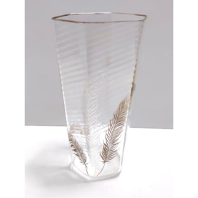 Made in Italy, 1950s. This rare and elegant vase by Cenedese is made in thin turned Murano glass. The conical hexagonal...