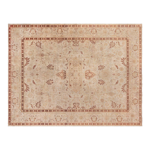 Fine Antique Indian Amritsar Beige, Botanic Handmade Wool Rug
