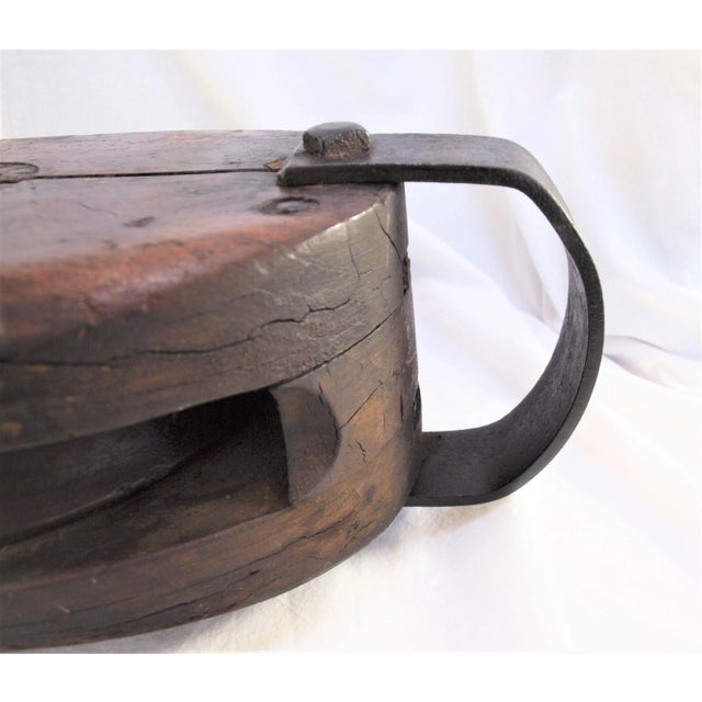 Industrial Antique Industrial Design Large Scale Pulley and Hook For Sale - Image 3 of 8