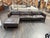 Contemporary Leather Sectional + Left Chaise, Dark Brown For Sale - Image 4 of 12