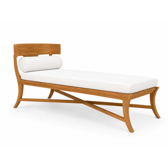 Modern Modern Klismos Teak Patio Chaise Lounge For Sale - Image 3 of 5