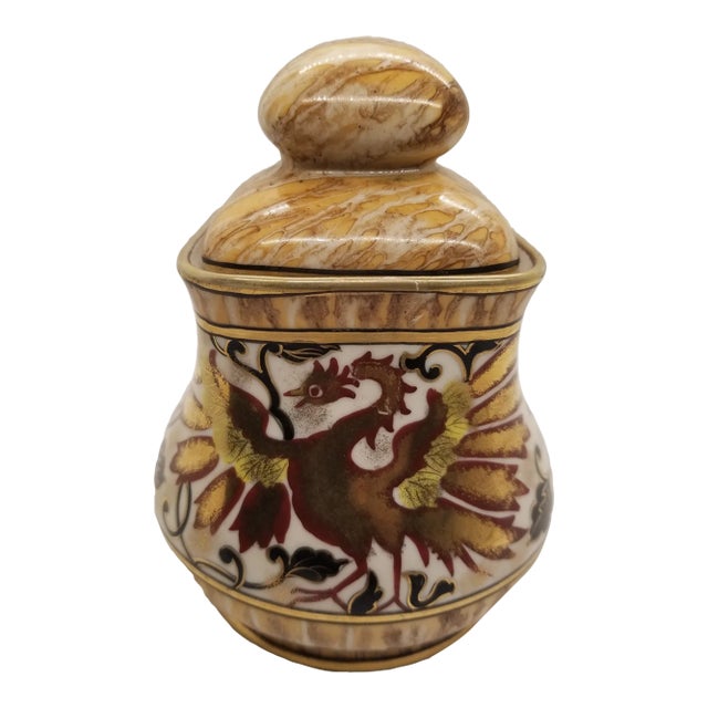 Vintage Porcelain Handpainted Phoenix Noritake Sugar Jar For Sale