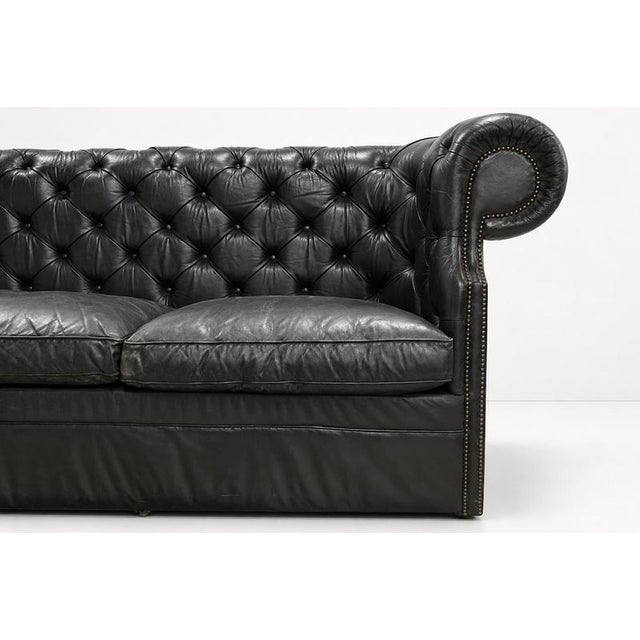 Vintage Chesterfield Black Leather Sofa, 1980s For Sale - Image 6 of 11