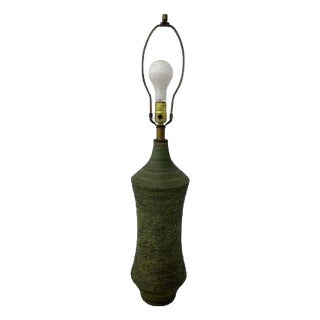 1980s Lee Rosen Mid-Century Ceramic Green Glaze Table Lamp For Sale